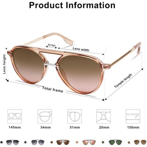Aviator Polarized Sunglasses for Women Men Double Bridge main image 5